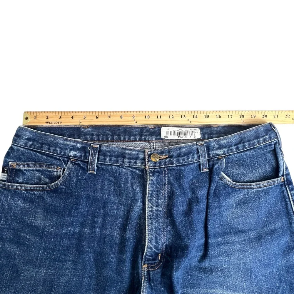 Carhartt Mens 42x30 FR Flame Resistant Work Jeans Blue Denim Straight Leg CAT 2